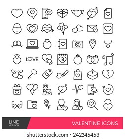 Valentine love line icons