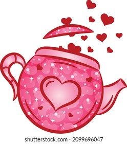 Valentine love pot of hearts drawing sticker