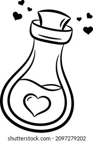 Valentine love potion drawing sketch for coloring