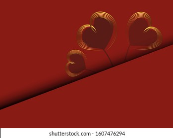 Valentine love red background. Abstract hearts in abstract style on red background. Decorative backdrop vector. Greeting card.
