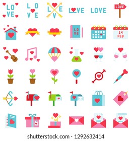 Valentine and love related vector icon set, flat design