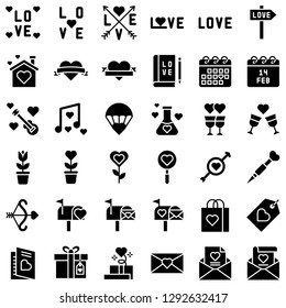 Valentine and love related vector icon set, solid design