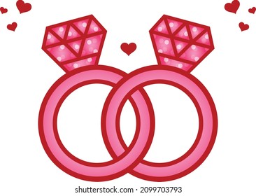 Valentine love rings drawing sticker