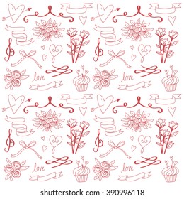 Valentine love romance doodle icon drawings