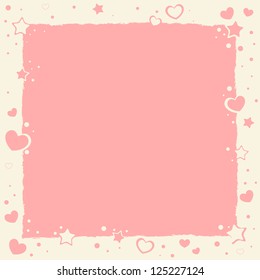 Valentine love romantic frame with hearts and stars