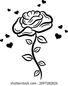 Valentine love rose drawing sketch for coloring