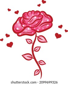 Valentine love rose drawing sticker