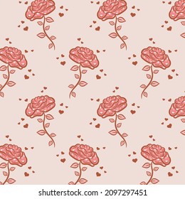 Valentine love roses pattern drawing for gift wrap