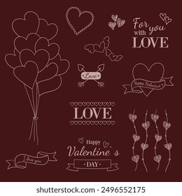 Adornos de garabato de amor de San Valentín Vector editable