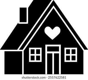 Valentine Love Shack House silhouette.
Sweet home icon isolated.
Good for greeting card,poster, banner, leaflet .
Transparent background.