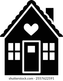 Valentine Love Shack House silhouette.
Sweet home icon isolated.
Good for greeting card,poster, banner, leaflet .
Transparent background.