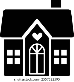 Valentine Love Shack House silhouette.
Sweet home icon isolated.
Good for greeting card,poster, banner, leaflet .
Transparent background.