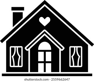 Valentine Love Shack House silhouette.
Sweet home icon isolated.
Good for greeting card,poster, banner, leaflet .
Transparent background.
