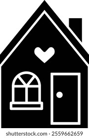 Valentine Love Shack House silhouette.
Sweet home icon isolated.
Good for greeting card,poster, banner, leaflet .
Transparent background.
