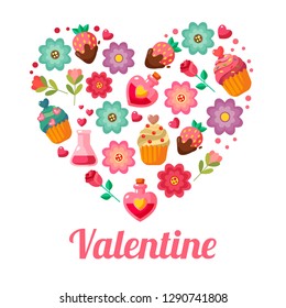 valentine love shape flat style elements