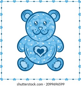 Valentine love teddy bear drawing sticker