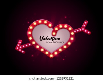 valentine love theater sign style vector illustration