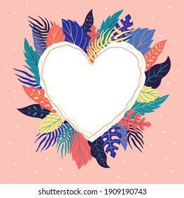 valentine love tropical leaf flower colorful cute