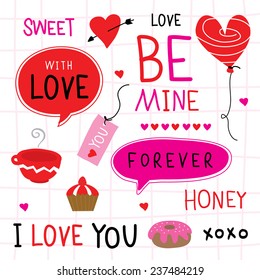 Valentine I Love You Sweetheart Cute Cartoon Vector