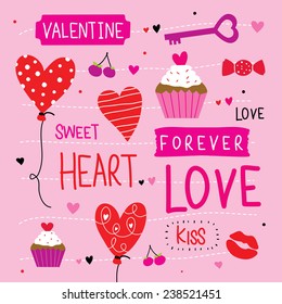 Valentine I Love You Sweetheart Cute Cartoon Vector