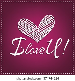 Valentine I love you vector Lettering stylish text 