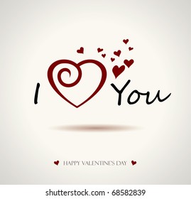 Valentine I Love You Vector Lettering Stylish Text