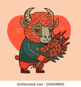 Valentine lovely Mascot character vector illustration. cute romantic animal valentine clip art. isolated background. for design assest and copy space. tshirt design.sticker design.valentine's clip art