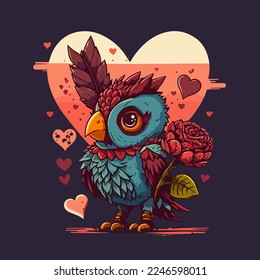 Valentine lovely Mascot character vector illustration. cute romantic animal valentine clip art. isolated background. for design assest and copy space. tshirt design.sticker design.valentine's clip art