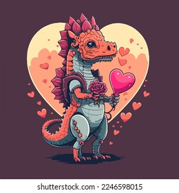 Valentine lovely Mascot character vector illustration. cute romantic animal valentine clip art. isolated background. for design assest and copy space. tshirt design.sticker design.valentine's clip art