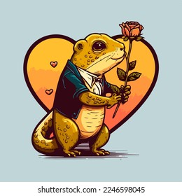 Valentine lovely Mascot character vector illustration. cute romantic animal valentine clip art. isolated background. for design assest and copy space. tshirt design.sticker design.valentine's clip art