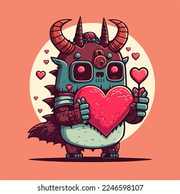 Valentine lovely Mascot character vector illustration. cute romantic animal valentine clip art. isolated background. for design assest and copy space. tshirt design.sticker design.valentine's clip art