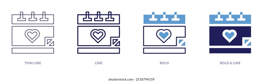 Valentine lovepicture icon in 4 different styles. Thin Line, Line, Bold, and Bold Line. Duotone style. Editable stroke.