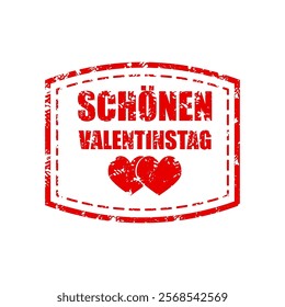 Valentine male rubber stamp for Deutschland or Germany, romantic gift post, card delivery postmark, vector illustration