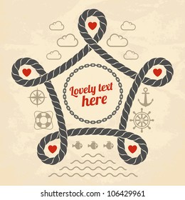 Valentine in marine style. Vector illustration.