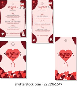 Valentine menu in 2 different size