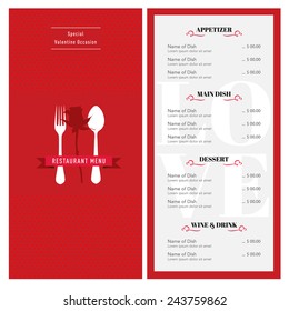 Valentine Menu Design Template For Cafe And Restaurant