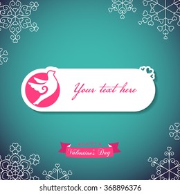 Valentine message with a dove icon