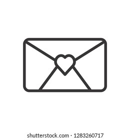Valentine message icon ,  line art thin style, Valentines day signs and love symbols. Wedding infographics, 