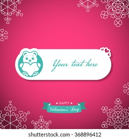 Valentine message with a teddy bear icon