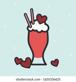 Valentine milkshake illustration - vector illustration