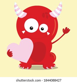 valentine monster heart design vector illustration