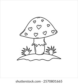 valentine mushroom with heart shapes . Isolated vector love, spreads cheerful, loving valentines  