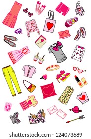 Valentine must have items An illustration pattern of fashion accessories