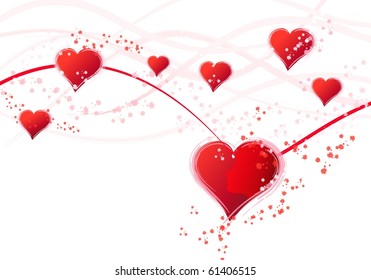 Valentine necklace with red hearts