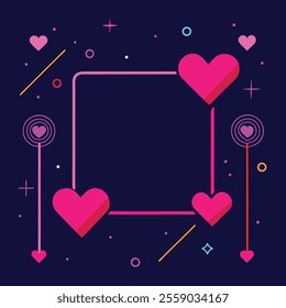 Valentine Night Neon Outline vector.