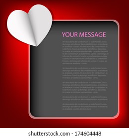 valentine note background white heart paper on grey gray note for text and message design on red background for design , Vector