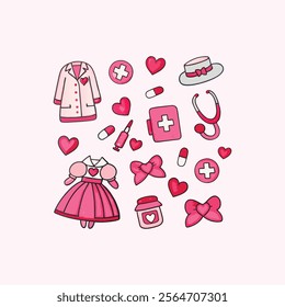Valentine Nurse Sublimation. This hand-drawn red hearts seamless pattern is perfect for Valentine’s Day, weddings, and love-themed projects. Featuring playful doodles and romantic designs.