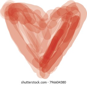 Valentine object red heart watercolor hand draw