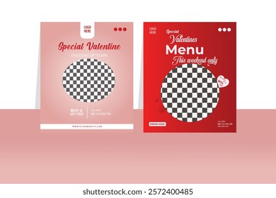 Valentine offer Food Social post Design Template.