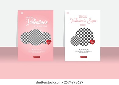 Valentine offer Food Social post, Flyer Design Template.

